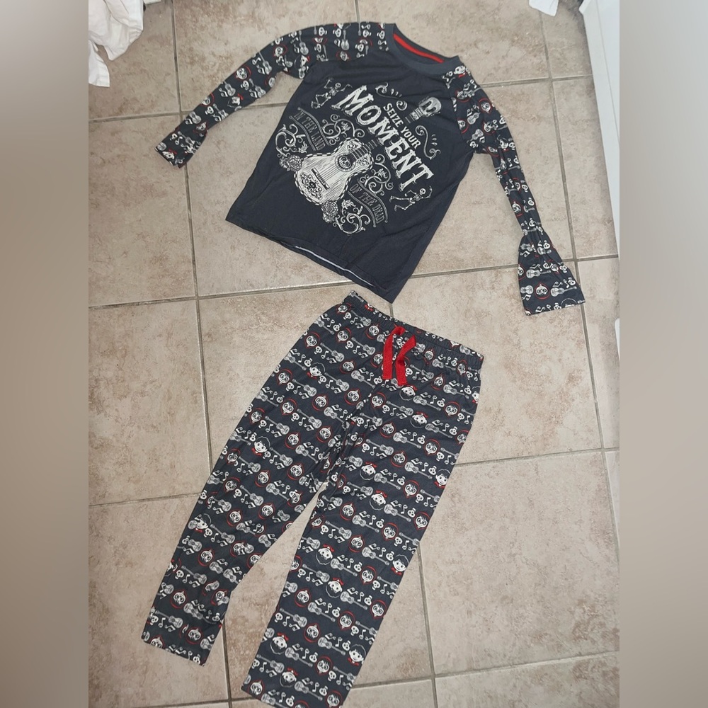 Disney Black and Gray Kids Pajama Set with Red Details